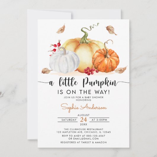 Invitation Un petit Citrouille est en route pour le Baby show (Devant)