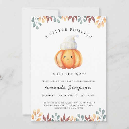 Invitation Un petit Citrouille est en route pour le Baby show (Devant)