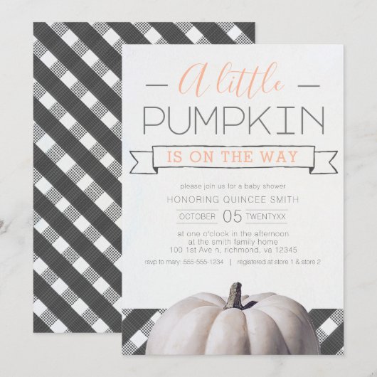 Invitation Un petit Citrouille est sur la route de Buffalo Pl (Devant / Derrière)