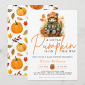 Invitation Un petit Citrouille est sur le chemin Baby shower  (Devant / Derrière)
