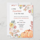 Invitation Un petit citrouille est sur le chemin du baby show (Devant)