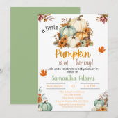 Invitation Un petit Citrouille est sur son chemin Baby shower (Devant / Derrière)