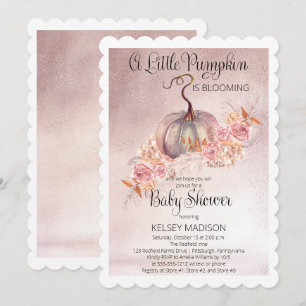 Invitation Un Petit Citrouille Fleurit Baby shower Rose