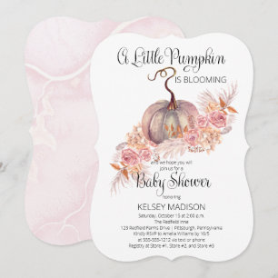 Invitation Un Petit Citrouille Fleurit Baby shower Rose Invi