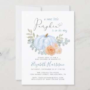 Invitation Un Petit Citrouille Floral Aquarelle Baby Boy Douc