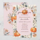 Invitation Un Petit Citrouille Floral Baby Girl Douche (Devant / Derrière)