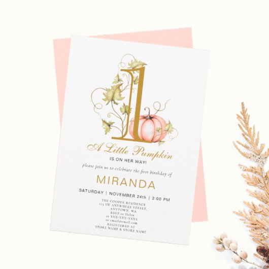 Invitation Un petit Citrouille Premier anniversaire de