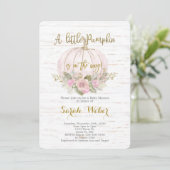 Invitation Un petit citrouille Rustic baby shower d'automne (Debout devant)
