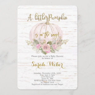 Invitation Un petit citrouille Rustic baby shower d'automne