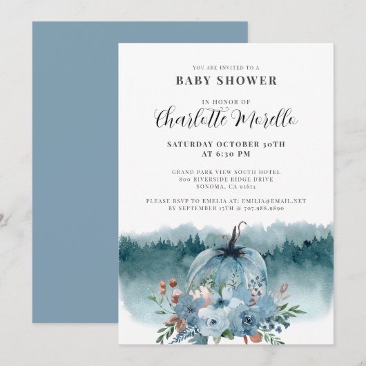 Invitation Un Petit Citrouille Se Trouve Sur Le Chemin De L'A (Devant / Derrière)