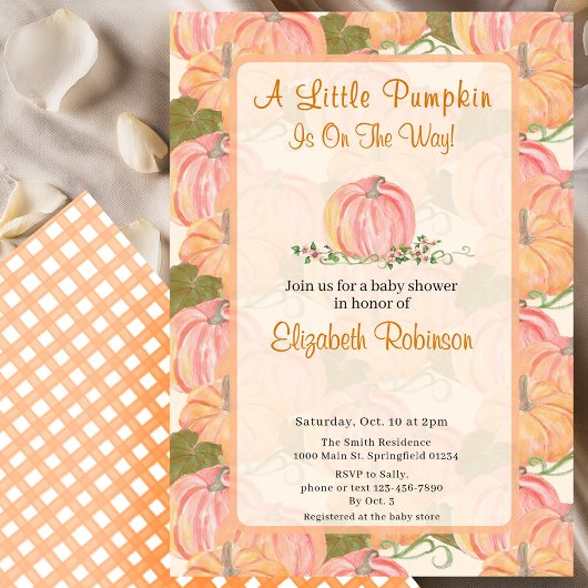 Invitation Un Petit Citrouille Se Trouve Sur Le Chemin Du Bab