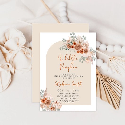 Invitation Un Petit Citrouille Se Trouve Sur Le Chemin Du Bab