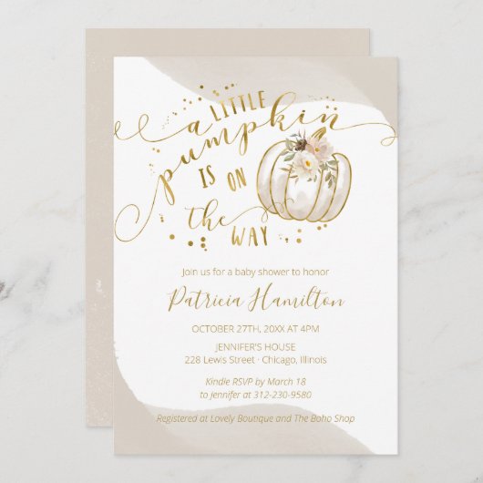 Invitation Un Petit Citrouille Se Trouve Sur Le Chemin Du Bab (Devant / Derrière)