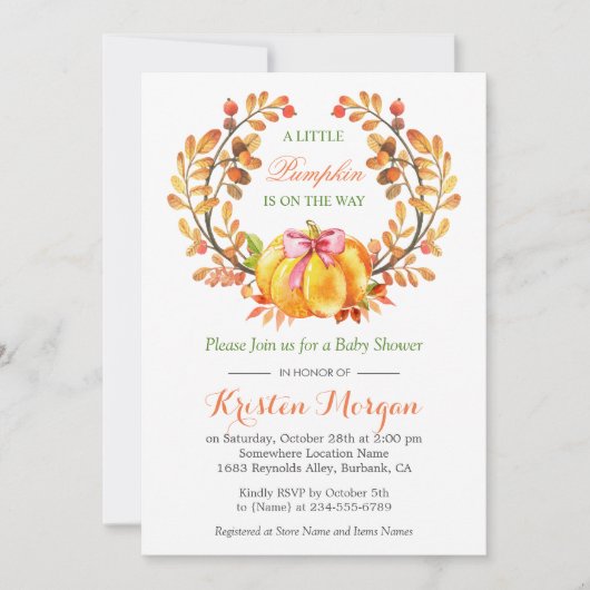 Invitation Un Petit Citrouille Se Trouve Sur Le Chemin Du Bab (Devant)