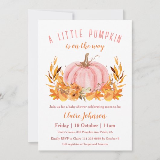 Invitation Un Petit Citrouille Se Trouve Sur Le Chemin Du Bab (Devant)