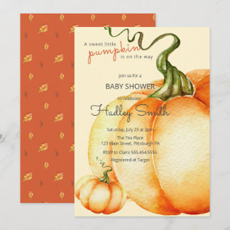 Invitation Un petit citrouille sucré est en baby shower