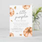 Invitation Un Petit Citrouille Sur Le Chemin Baby shower Auto (Debout devant)