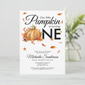 Invitation Un Petit Citrouille Tourne Un Automne Automne Anni (Debout devant)
