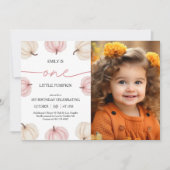 Invitation Un Petit Citrouille Tourne Une Photo Anniversaire (Devant)