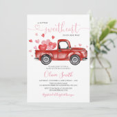 Invitation Un petit coeur amoureux Baby shower fille (Debout devant)