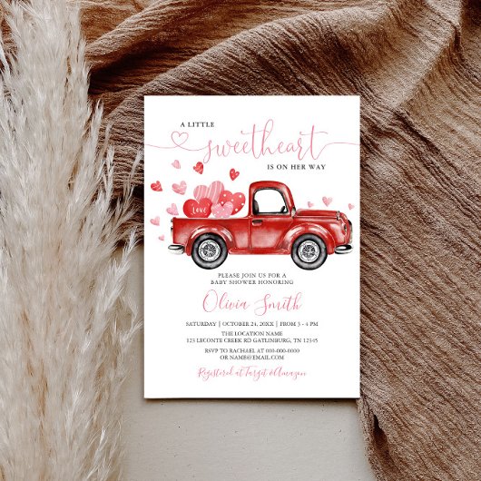 Invitation Un petit coeur amoureux Baby shower fille
