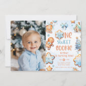 Invitation Un petit Cookie Boy Noël 1er anniversaire photo (Devant)
