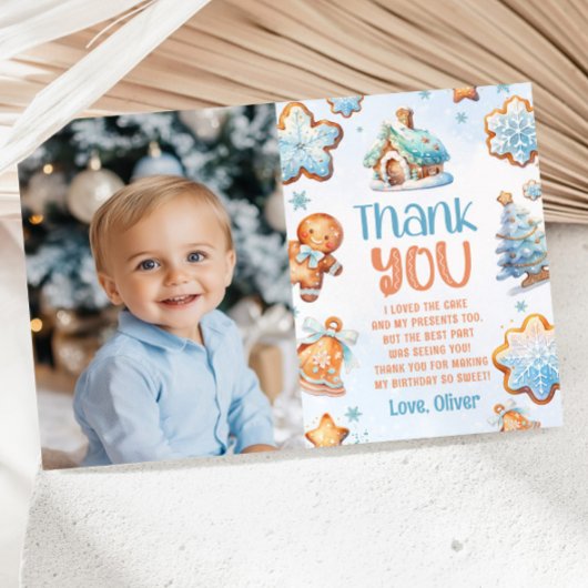 Invitation Un petit Cookie Boy photo d'anniversaire merci