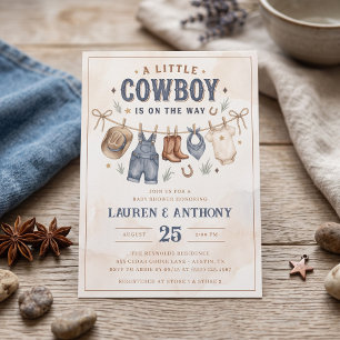 Invitation Un petit cow-boy arrive Fête de bébé garçon
