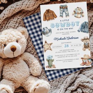 Invitation Un Petit Cow-Boy En Route Aquarelle Baby Shower