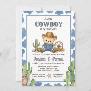 Invitation Un petit cow-boy est en route Baby shower bleu