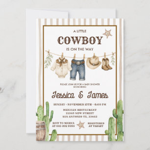 Invitation Un petit cow-boy est en route Baby shower Stripe