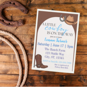Invitation Un petit cow-boy est sur le chemin du baby shower