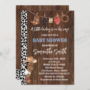 Invitation Un petit cowboy AA est son Way Western Baby shower