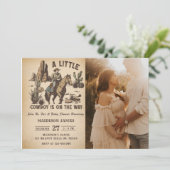 Invitation Un petit cowboy Baby shower de rodéo occidental Ph (Debout devant)