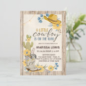 Invitation Un Petit Cowboy Est En Route Bleu Jaune Western (Debout devant)
