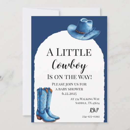 Invitation Un petit cowboy rose est en route (Devant)