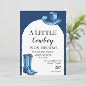 Invitation Un petit cowboy rose est en route (Debout devant)