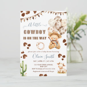 Invitation Un petit cowboy Western Teddy Bear Baby shower