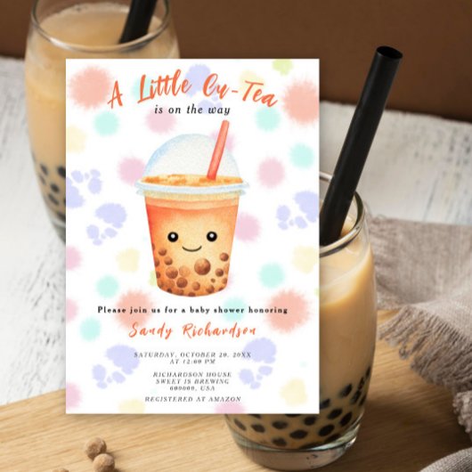 Invitation Un petit Cu-Thé Baby Shower Bubble Tea