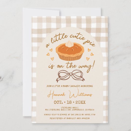 Invitation Un petit Cutie Pie est en route (Devant)