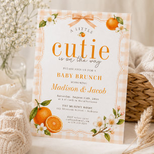 Invitation Un petit déjeuner de bébé chic orange pour une bab
