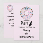 Invitation Un petit donut pour son premier anniversaire (Devant / Derrière)