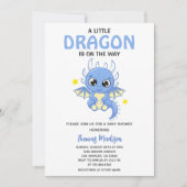 Invitation Un Petit Dragon Bleu Bébé Petit Garçon Douche (Devant)