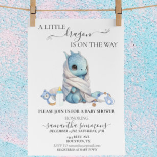 Invitation Un petit dragon se trouve sur le Baby shower Way