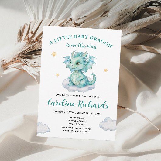 Invitation Un petit dragon se trouve sur le Baby shower Way