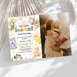 Invitation Un Petit Dragon Se Trouve Sur Le Chemin De La Fête