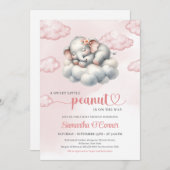 Invitation Un petit éléphant doux à l'arachide sur la fille n (Devant / Derrière)