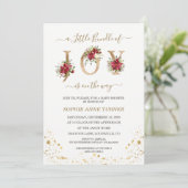 Invitation Un Petit Ensemble De Joy Poinsettia Baby shower Or (Debout devant)