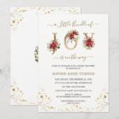 Invitation Un Petit Ensemble De Joy Poinsettia Baby shower Or (Devant / Derrière)