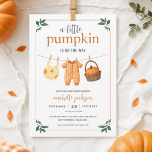 Invitation Un petit étendoir Citrouille Baby shower d'automne